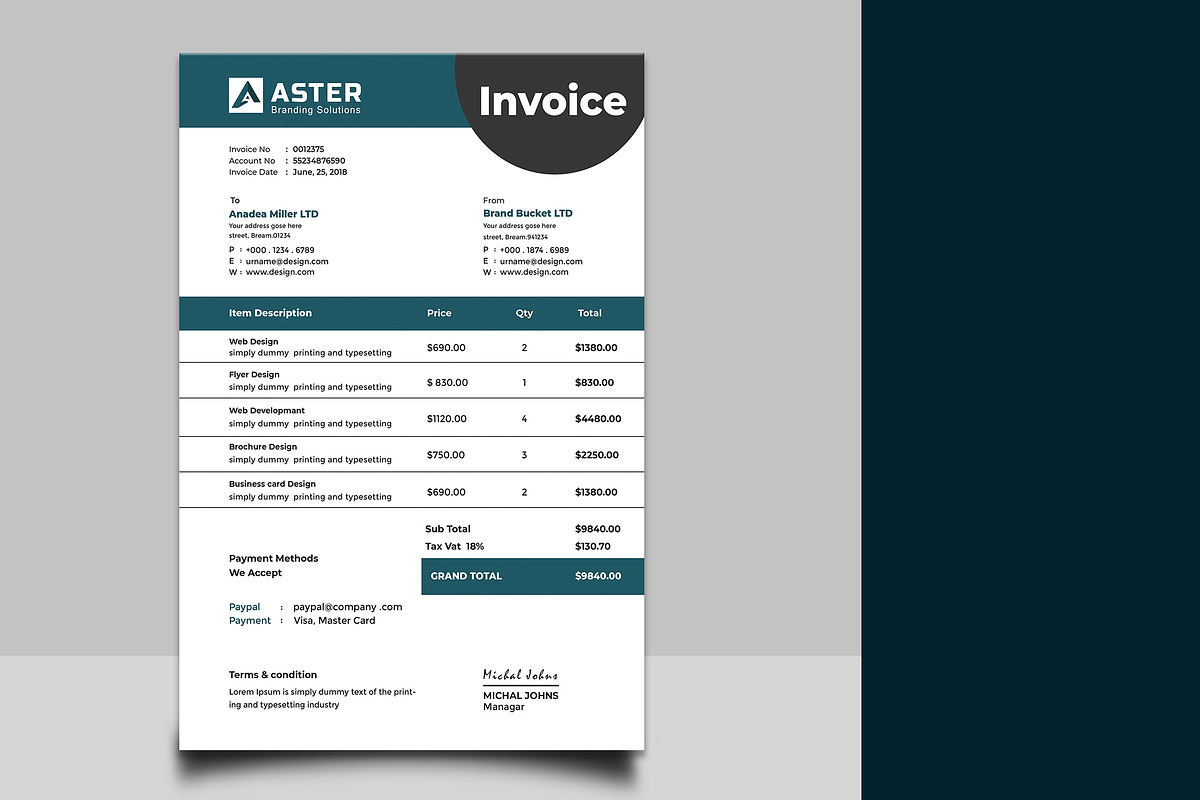 Invoice Template, a Stationery Template by UI_Expert (Photo 3 of 4)