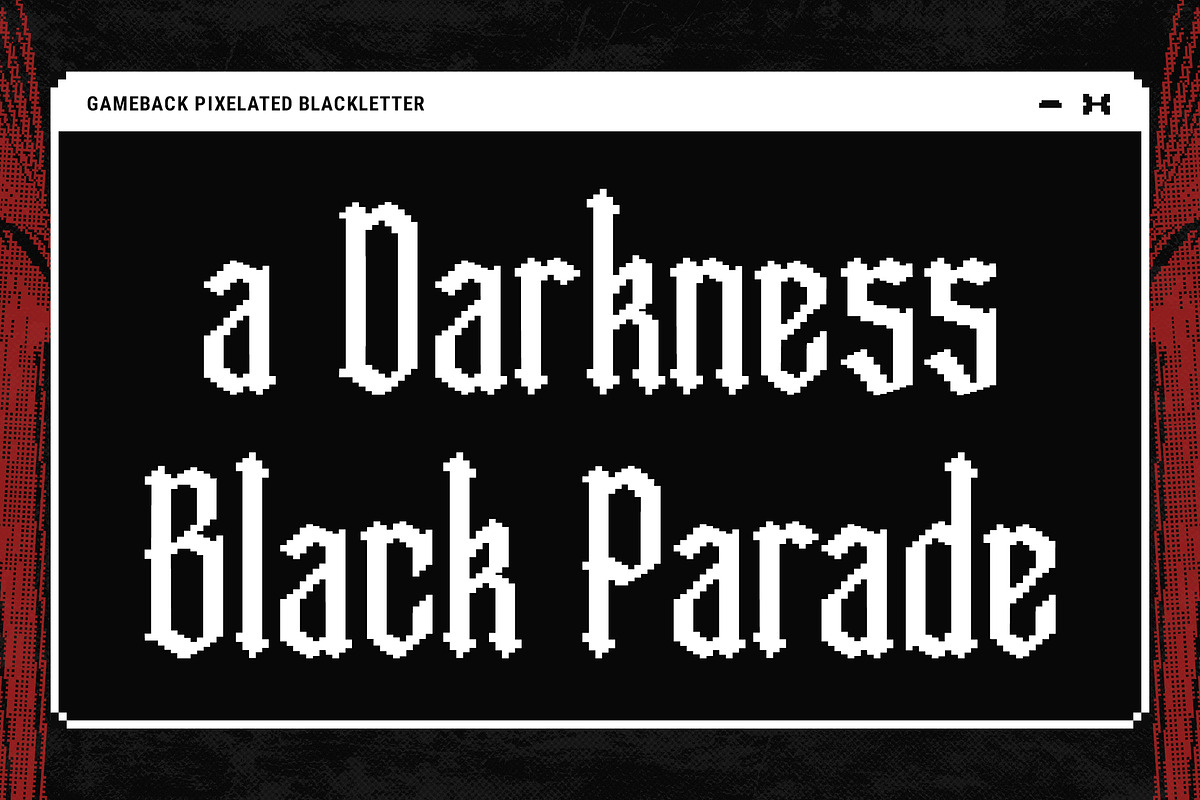 Gameback - Pixelate Blackletter Font, a Blackletter Font by Typia Nesia (Photo 4 of 12)