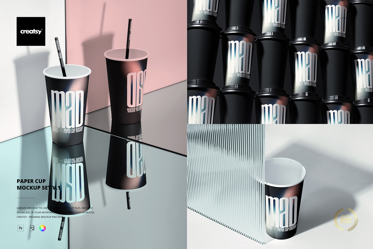 Paper Cup Mockup Set v.1, a Cups & Container Mockup by creatsy5