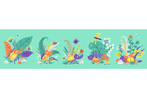 Cute Rhinoceros beetle on colorful, an Animal Illustration by Sabelskaya