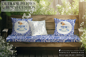 Outdoor Pillows & Bench Cushions, a Mockup by mock-ups