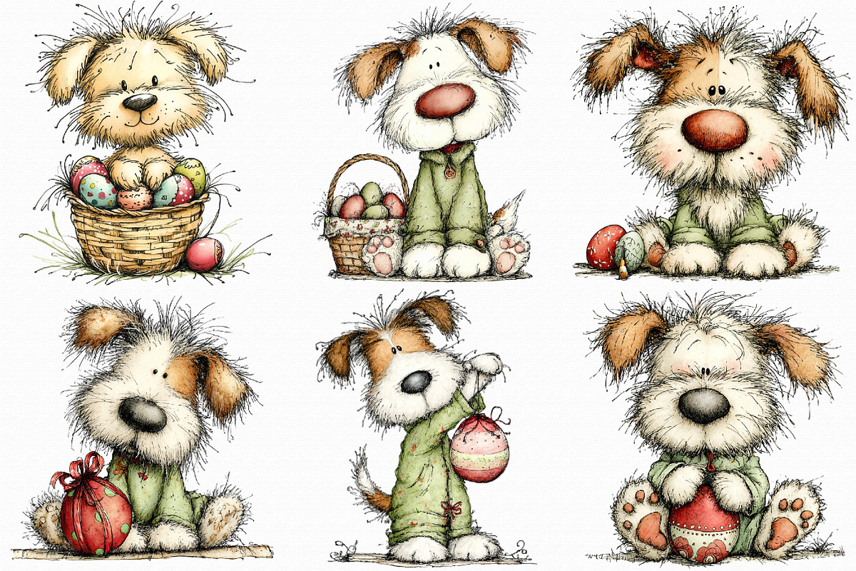 Whimsical Easter Dogs Clipart, an Illustration by Libby Wishes (Photo 3 of 9)