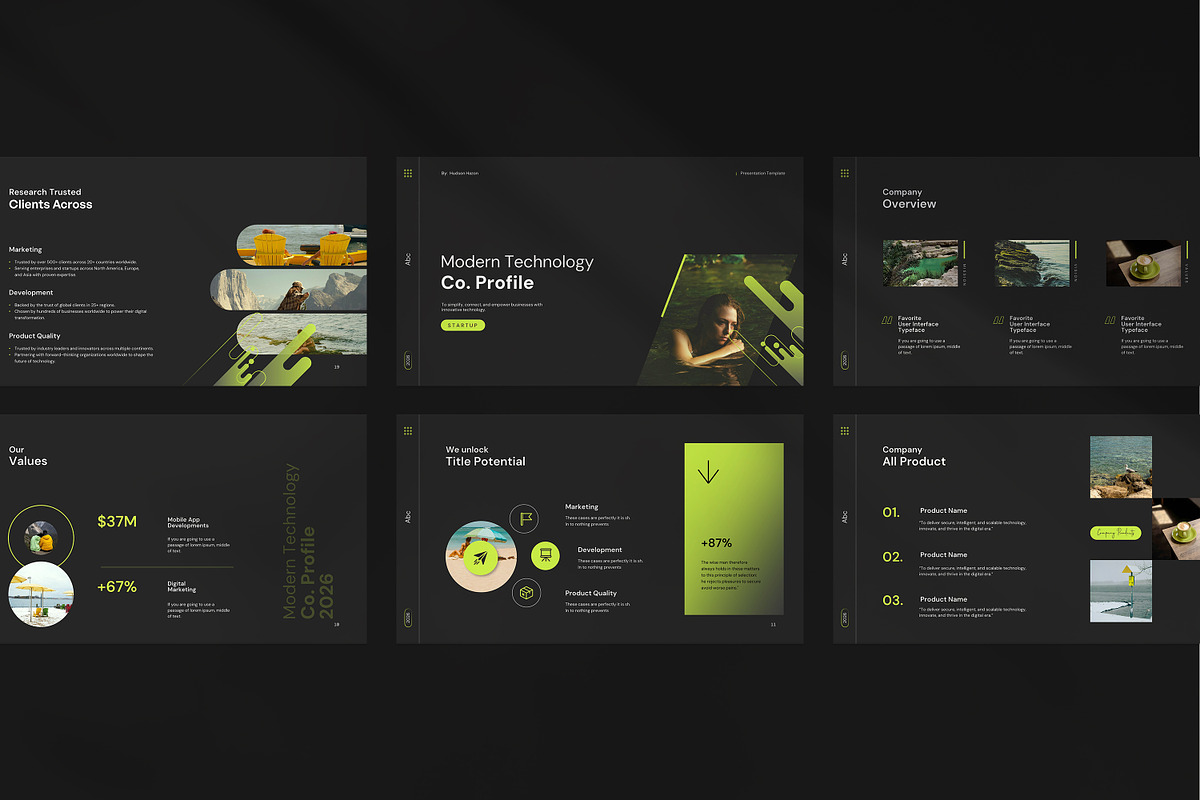 Modern Tech Company Profile Template, a Presentation Template by ...