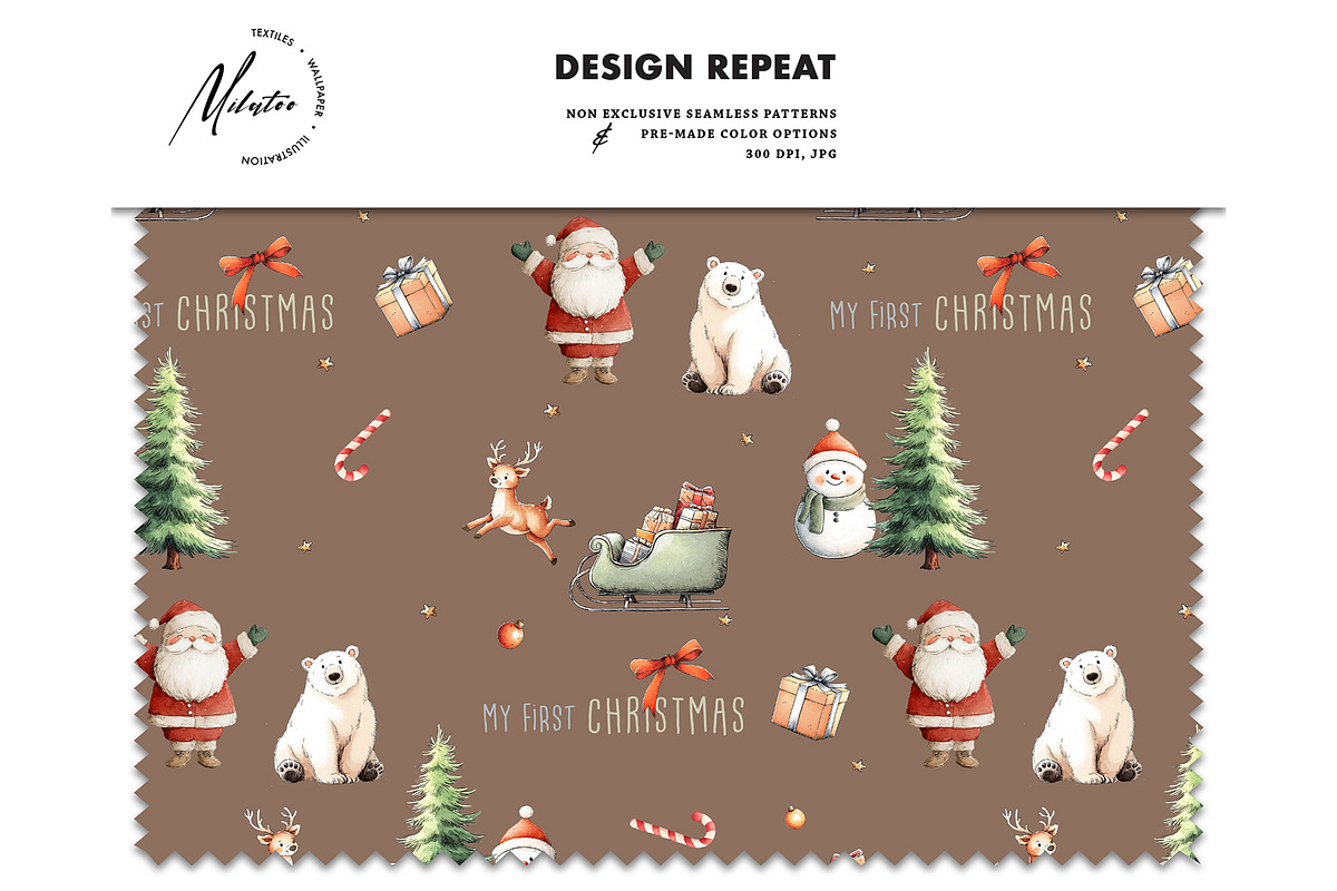 First Christmas seamless pattern, a Pattern Graphic by Milatoo (Photo 6 of 6)