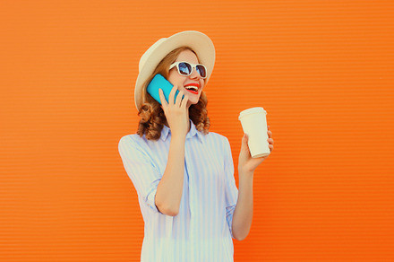 Happy woman calling on smartphone, a Person Photo by Rohappy