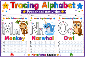 Preschool Alphabet M-N-O Worksheets