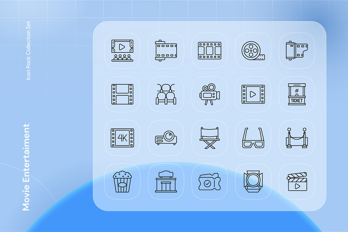 Movie Entertaiment Icon Set, an Outline Icon by Nathaya Studio (Photo 2 of 2)