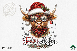 Cute Highland Cow Christmas PNG, a Seasonal Illustration by Craft Nest