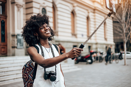American tourist in European city, a Person Photo by REDDOT Studio