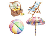 1950s Style Beach Day Clipart, an Illustration by Libby Wishes (Thumbnail 5 of 7)