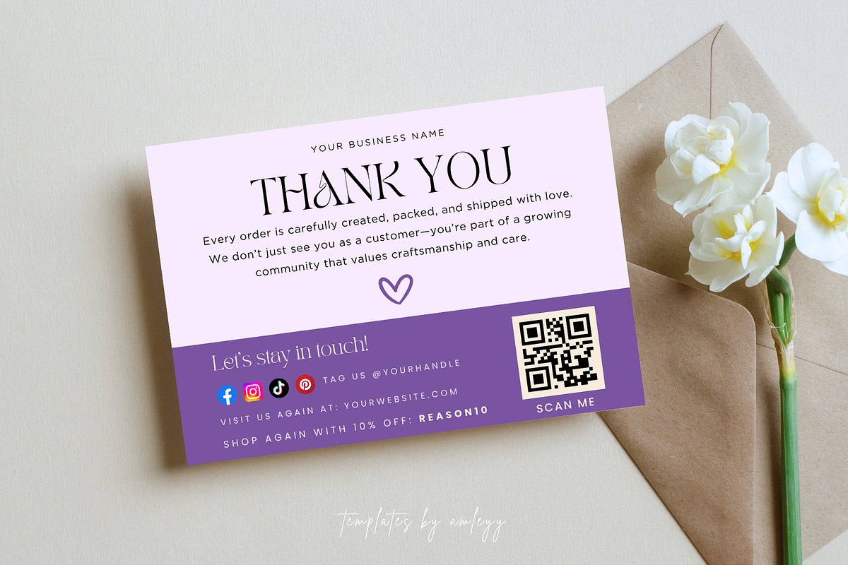 Printable Thank You Card Template, a Card Template by Elegant_Studio44 (Photo 5 of 6)