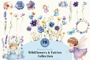 Blue & Purple Wildflowers and Fairie