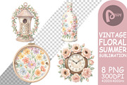 Vintage Floral Summer PNG, a Decorative Illustration by Artnoy (Thumbnail 15 of 18)