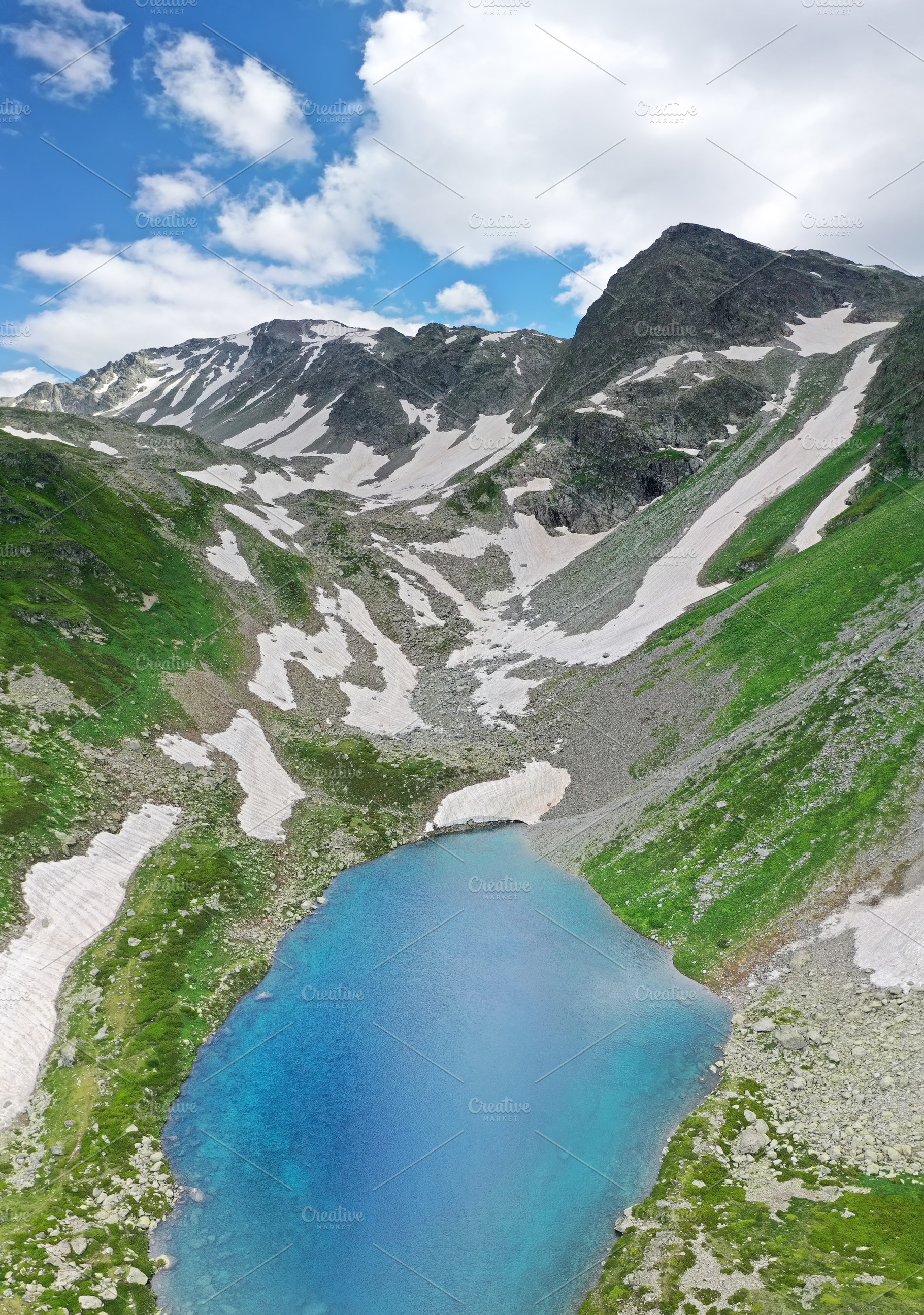 Aerial beautiful summer landscape of Caucasus mountain., a Photo by djgis