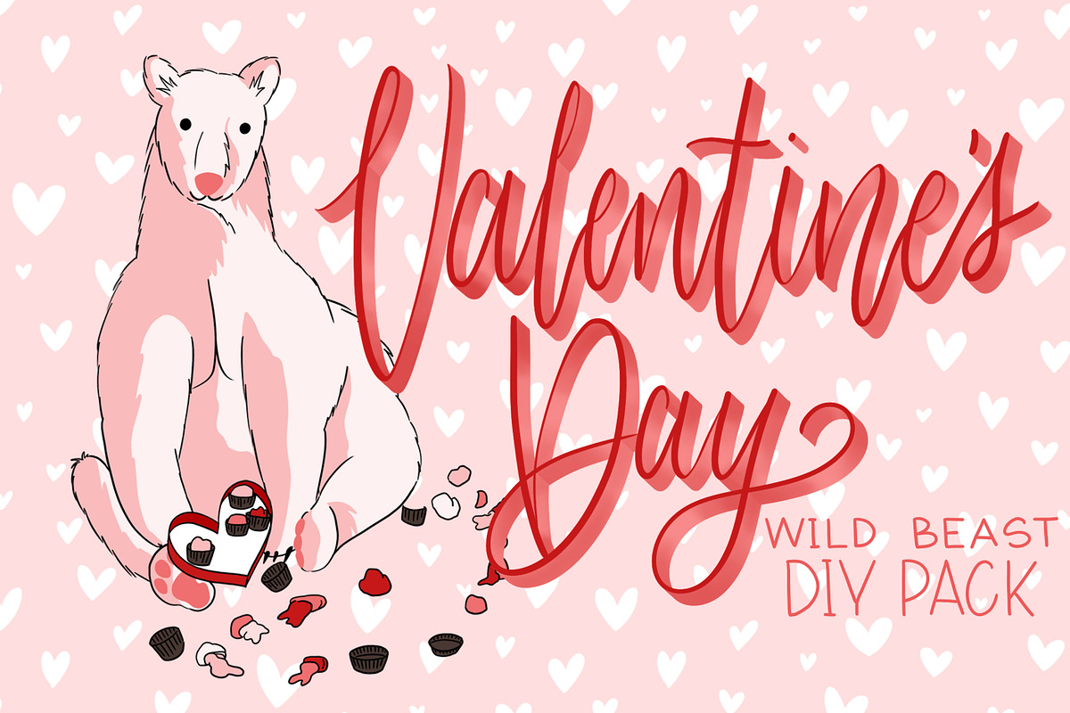 Valentines Day Wild Animals DIY Pack, an Animal Illustration by Si Design Loft (Photo 1 of 4)