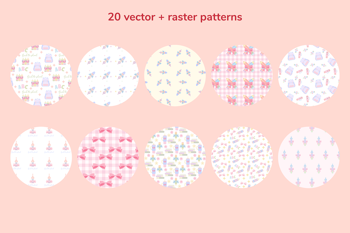 Back to School Pastel Patterns, a Pattern Graphic by Digitaliya (Photo 2 of 6)