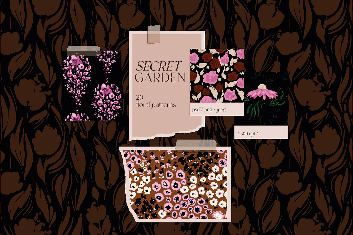 Secret garden. Floral patterns, a Pattern Graphic by PaperJamLab (Photo 1 of 12)