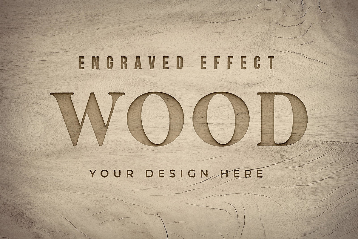 Engraved Wood Text Mockups, a Mockup by Medialoot (Photo 2 of 5)