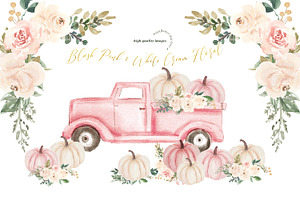 Blush Pink Pumpkin Truck Clipart