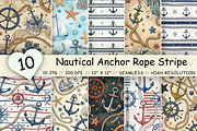 Nautical Anchor Rope Stripe Paper, a Pattern Graphic by FloridPrintables (Thumbnail 1 of 10)