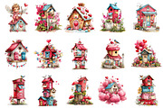 Whimsical Valentine Birdhouse Clipar, an Illustration by OK Design (Thumbnail 3 of 6)