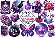 Halloween & Purple Roses Clipart, an Illustration by RobertsArt (Thumbnail 1 of 7)