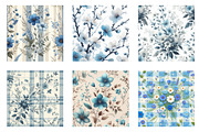 Blue Floral Wildflower Digital Paper, an Illustration by CreationArt (Thumbnail 2 of 5)