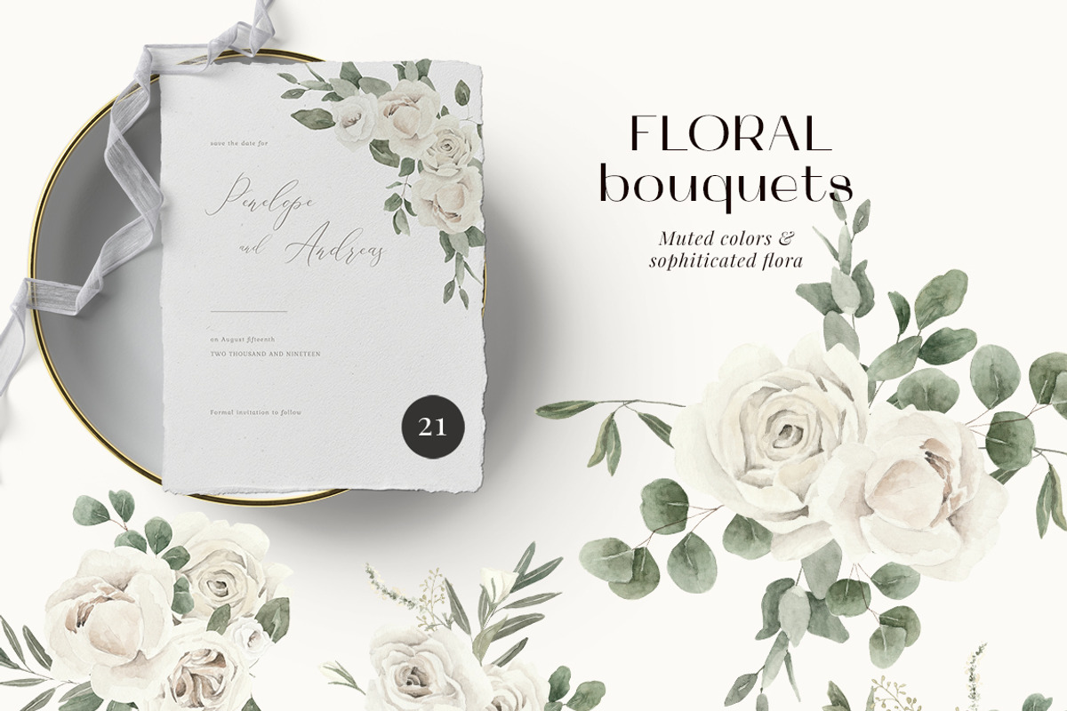 White roses spring flowers wedding, an Illustration by Grace Noboa Illustrations (Photo 3 of 7)