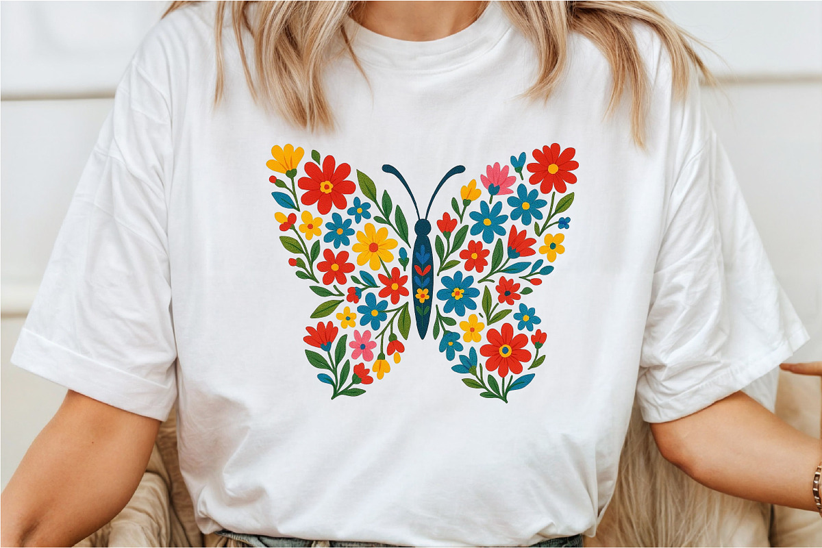 Flower Butterfly Sublimation Design, a Seasonal Illustration by Rose Art (Photo 4 of 4)