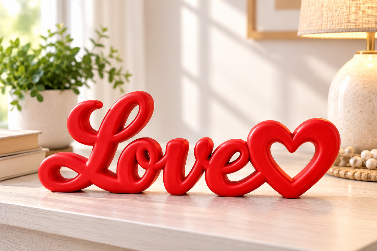 Love Heart Cursive Word SculptureSTL, a Scene 3D Model by Layerology (Photo 2 of 3)