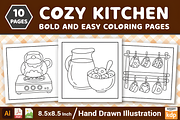 Cozy Kitchen Bold & Easy Coloring, a Food Illustration by Design Station (Thumbnail 1 of 3)
