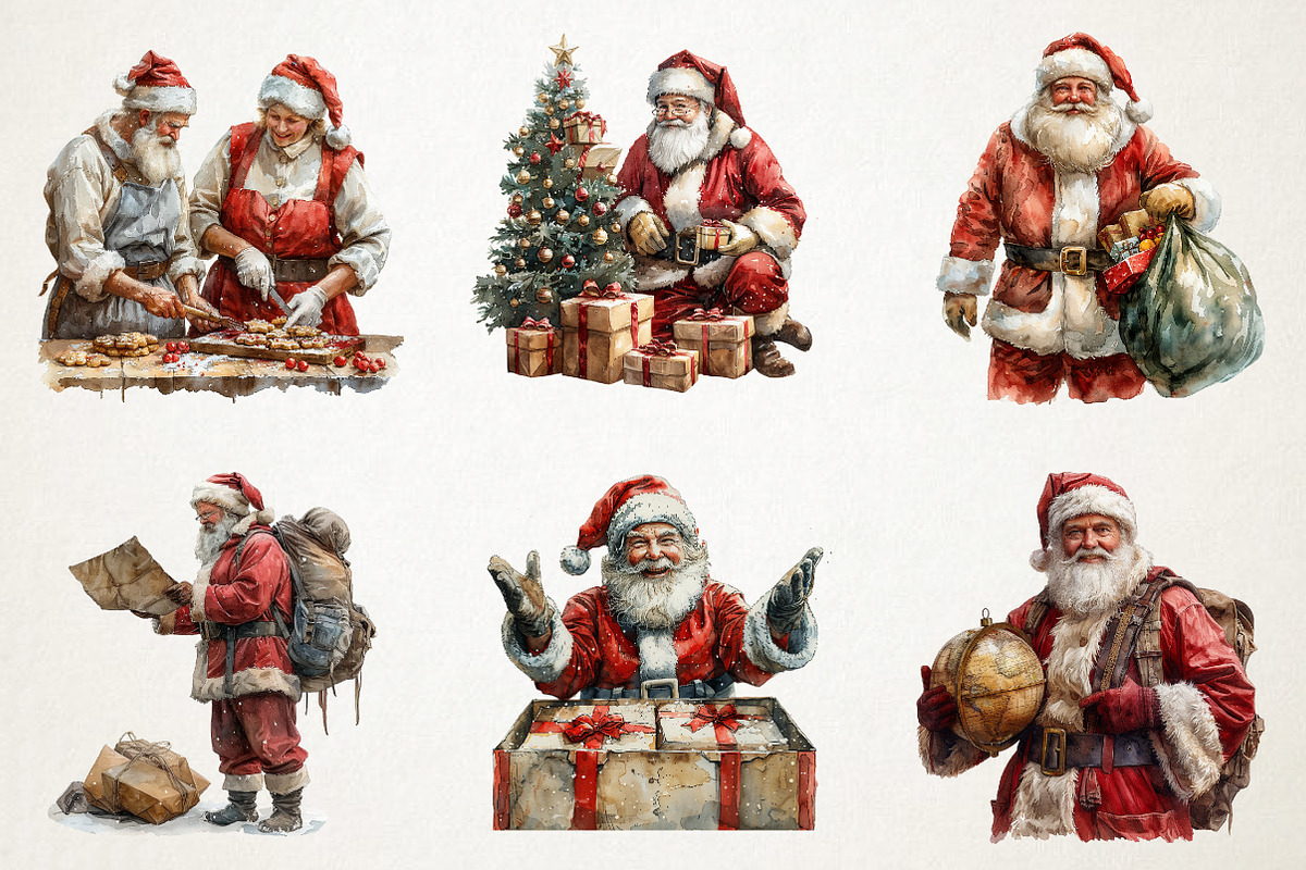 Hand-Painted Watercolor Santa Png, an Illustration by RobertsArt (Photo 4 of 7)