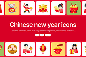 45 Animated Chinese New Year Icons, an Emoji Icon by Brickclay
