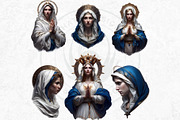 Holy virgin Mary clipart set, a Person Illustration by ThatsDesignArt (Thumbnail 9 of 10)