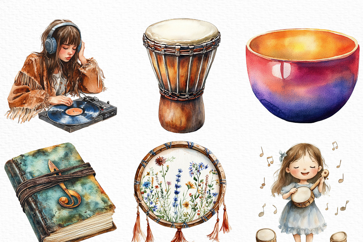 Boho Music Clipart, an Illustration by Craft Nest (Photo 2 of 6)