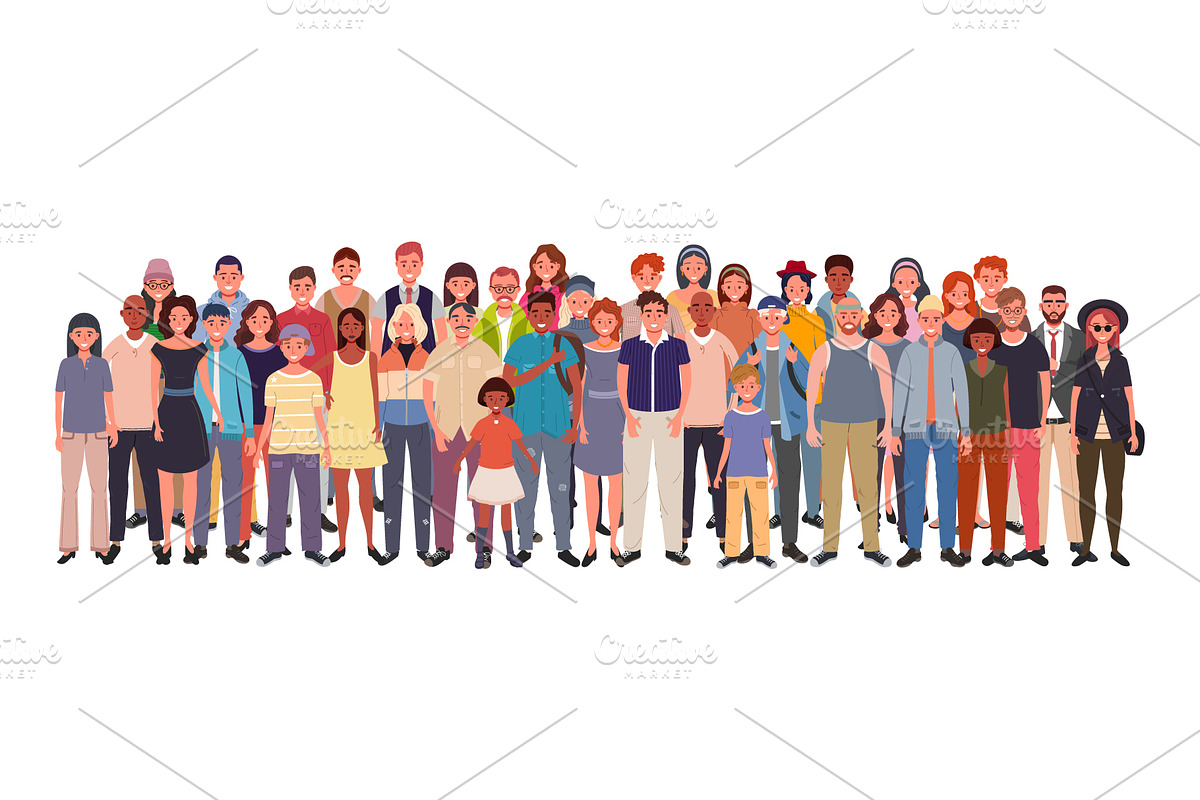 Large crowd of diverse people, a Person Illustration by Yayasya (Photo 1 of 3)