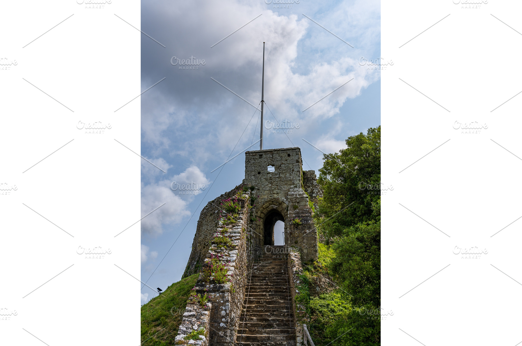 Steps to tower on the walls of, an Architecture Photo by Backyard Stock