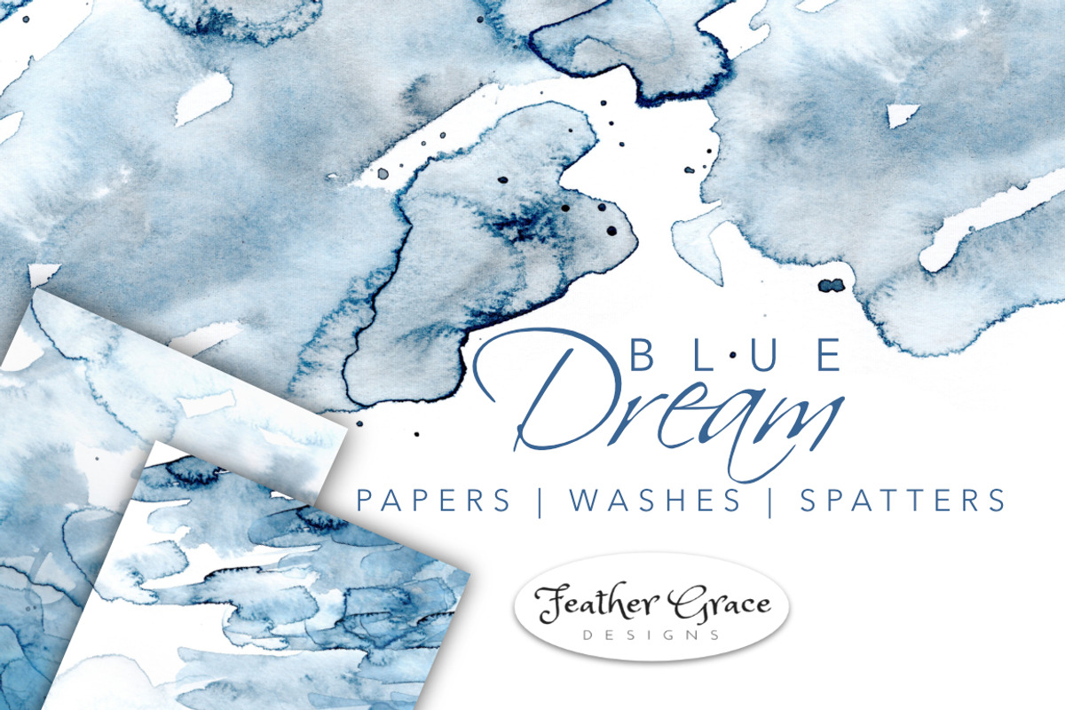 Blue Watercolor Washes+Papers, an Illustration by Feather Grace Designs (Photo 1 of 7)