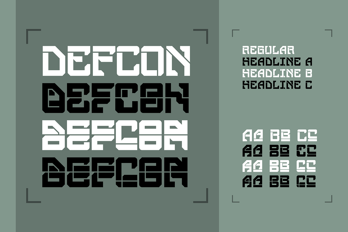 Defcon Cyberpunk Display (4 fonts), a Font by SelfBuild Type (Photo 2 of 8)