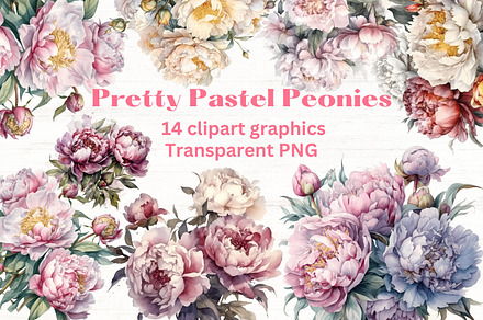 Pretty Pastel Peonies clipart x14