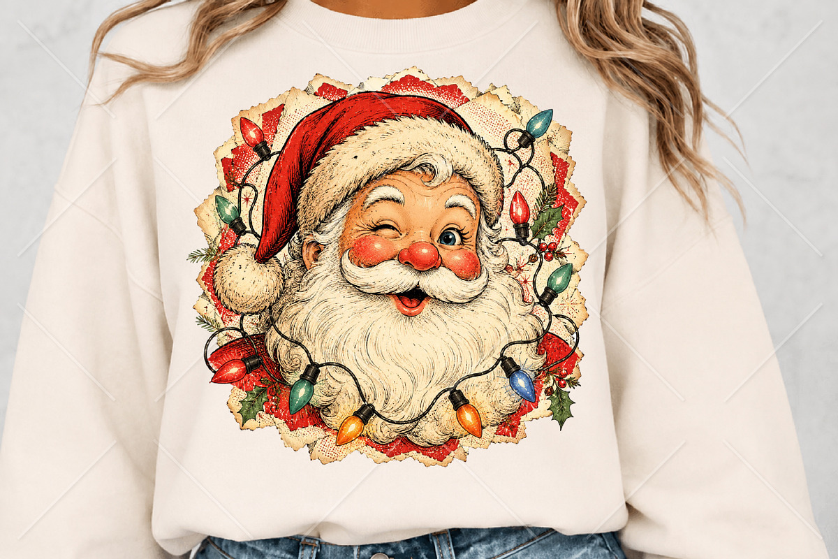 Retro Winking Santa Claus Christmas, a Seasonal Illustration by Canvas Craft (Photo 5 of 6)