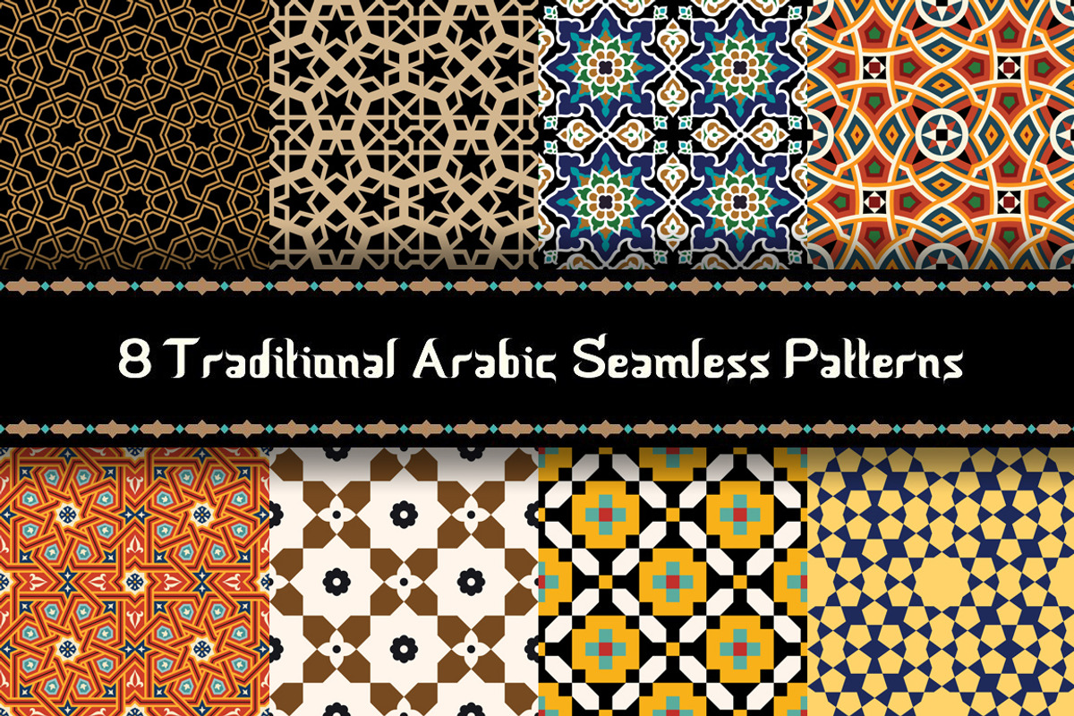 8 Arabic Seamless Patterns, a Pattern Graphic by Azat1976