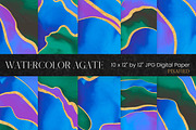 Watercolor Agate Digital Paper, a Texture Illustration by Pixafied (Thumbnail 1 of 2)