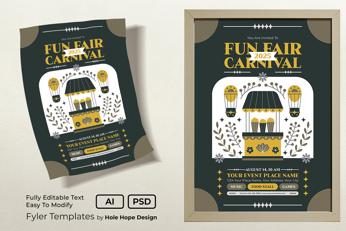 Folk Art Fun Fair Carnival Flyer, a Flyer Template by Hole Hope Design (Photo 4 of 6)