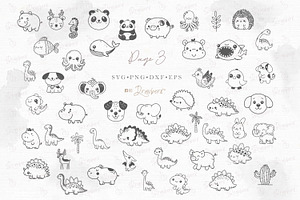 Cute Animal Svg Bundle, Doodle 129