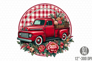 Red Christmas Truck Clipart, an Illustration by Designking