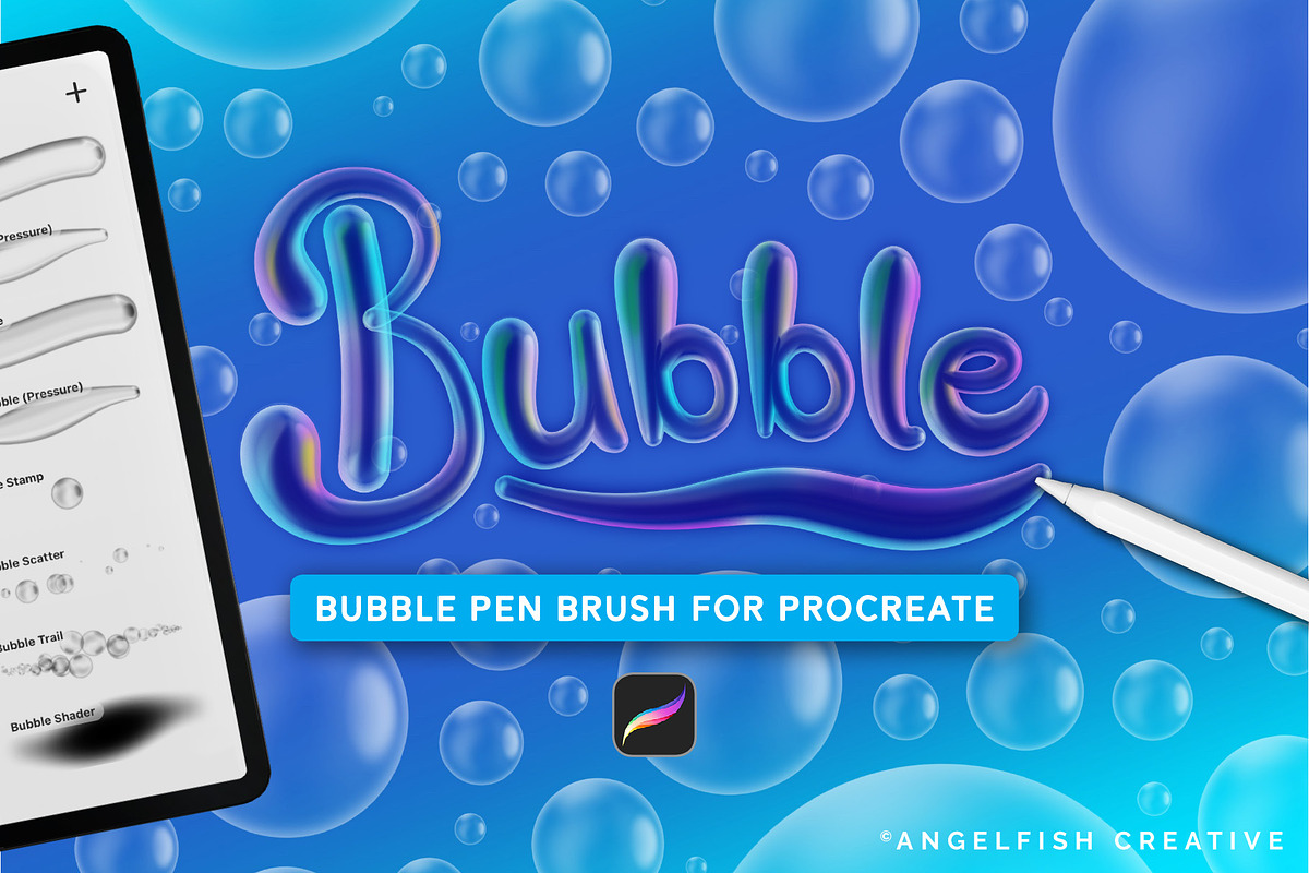 Bubble Pen Brush for Procreate, a Brush Add-On by AngelfishCreative (Photo 1 of 6)