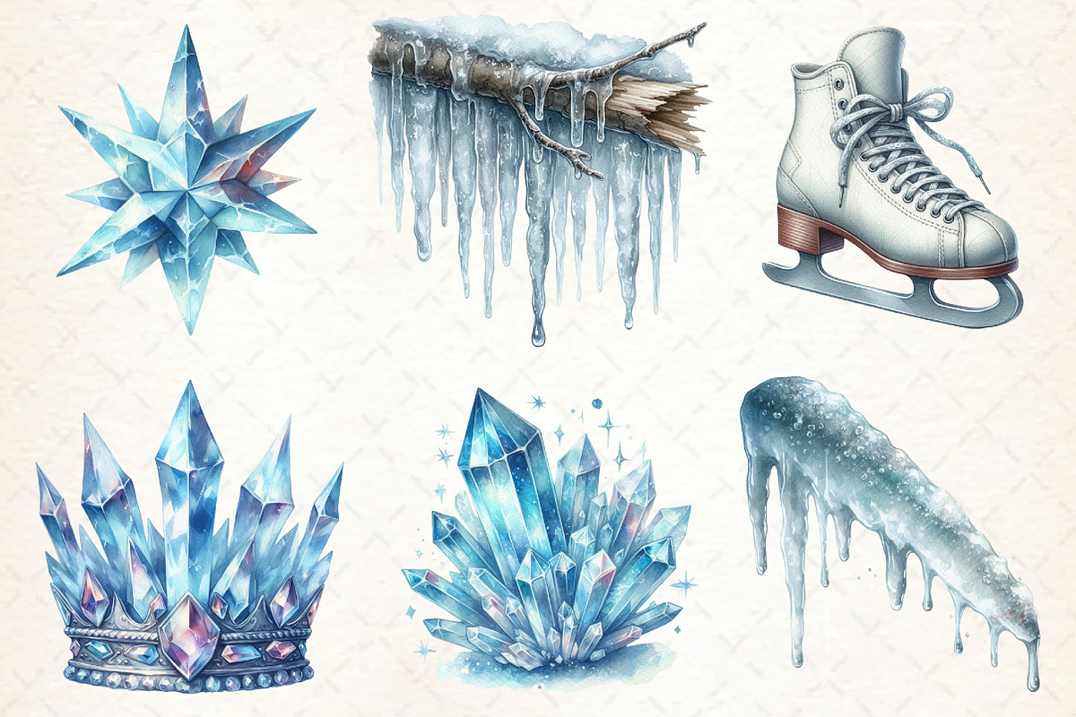 Watercolor Winter Ice Clipart, an Illustration by Libby Wishes (Photo 3 of 7)