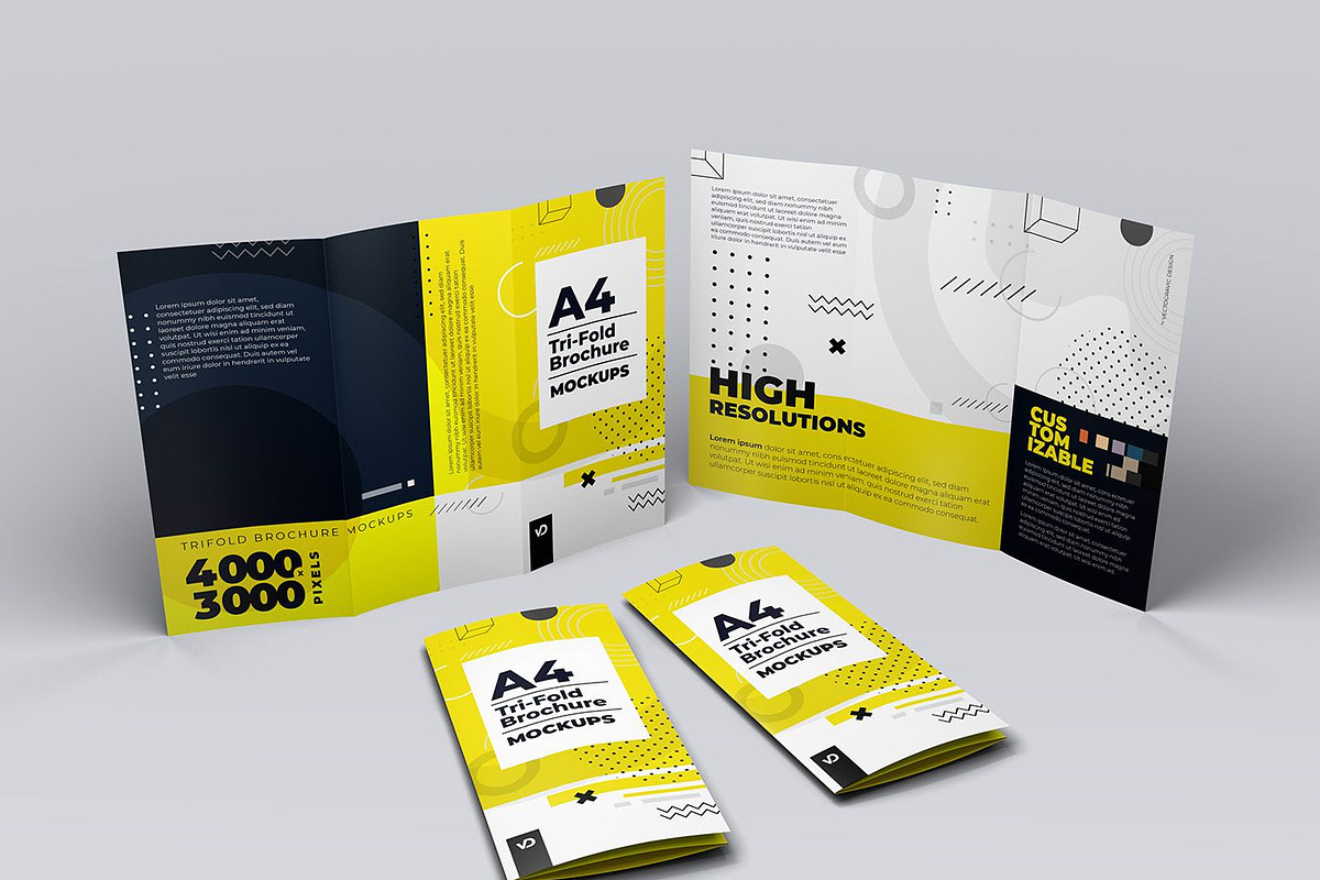 A4 Trifold Brochure Mockups, a Mockup by Vectogravic Design (Photo 5 of 8)