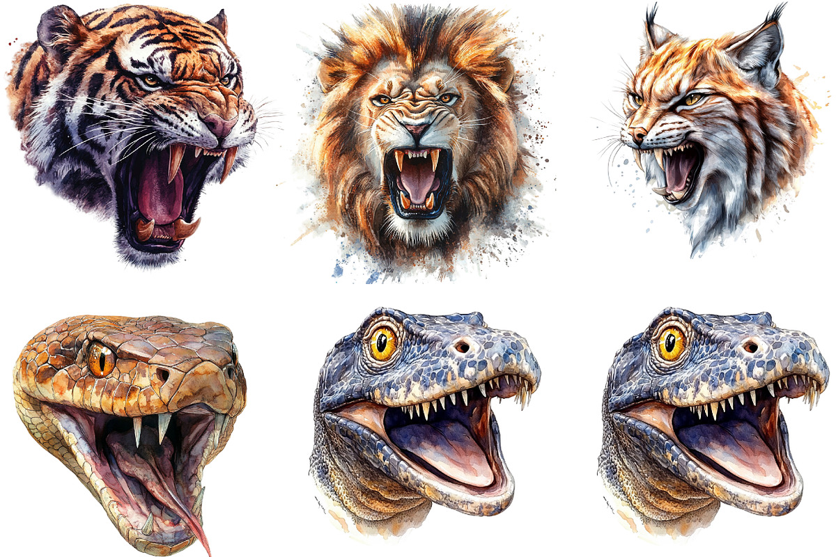 Aggressive Animals Head Clipart, an Illustration by DreamArtGraphic (Photo 2 of 6)